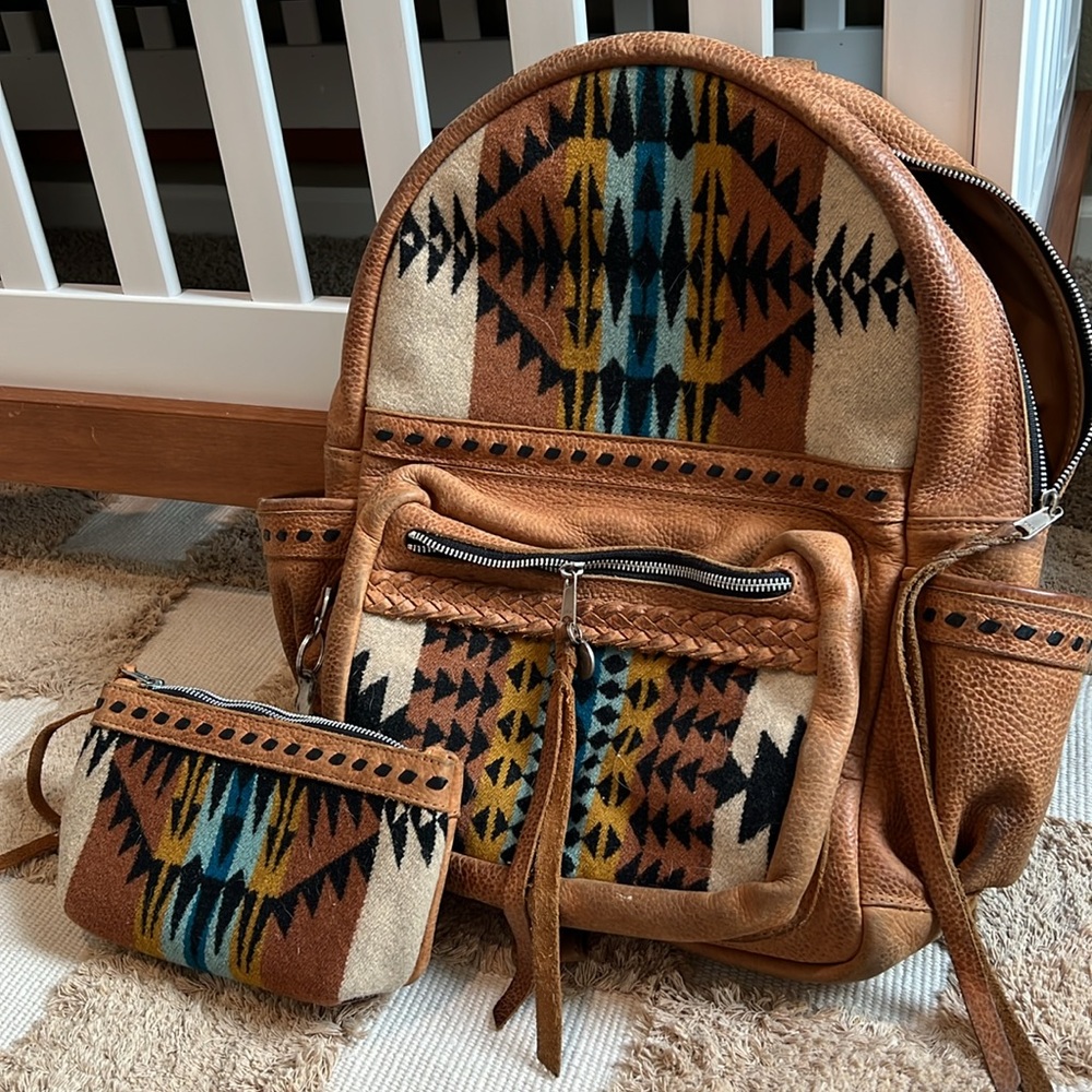 Pendleton leather Backpack with wipes case